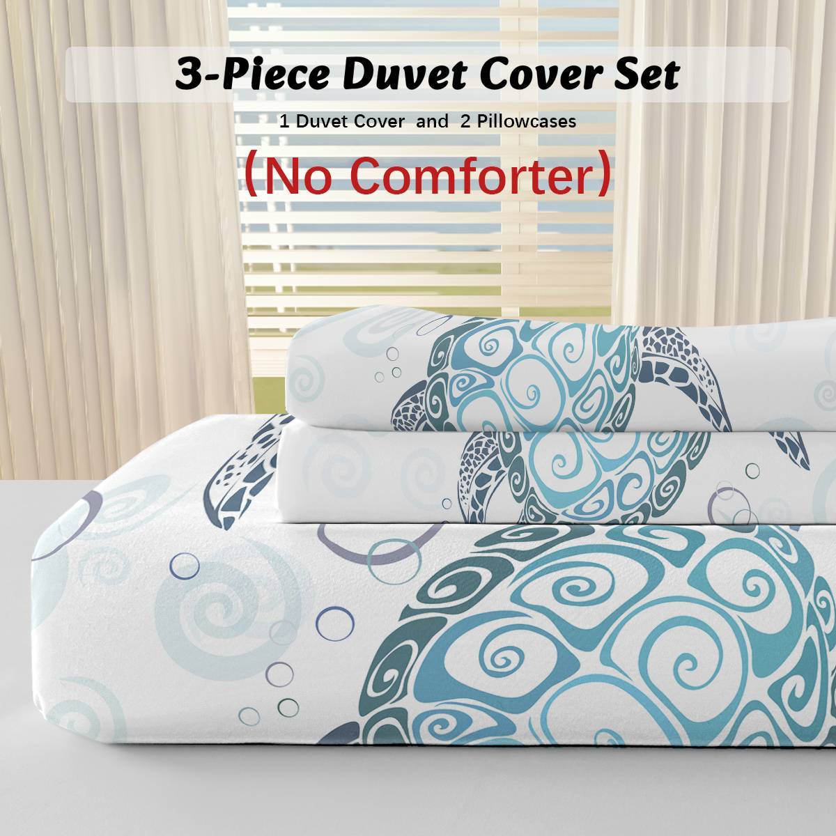 Turtle Bed Sets Ocean 3 Piece Turtle Themed Comforter Cover With 2 Pillowcases