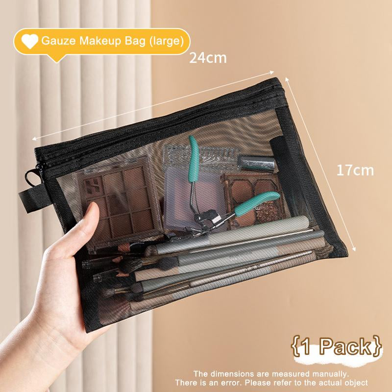 3-Piece Cosmetic Make up Bag Set with Zipper for Travel and Home Storage, and Breathable Makeup Pouch for Toiletries Accessoriestransparent Storage ,