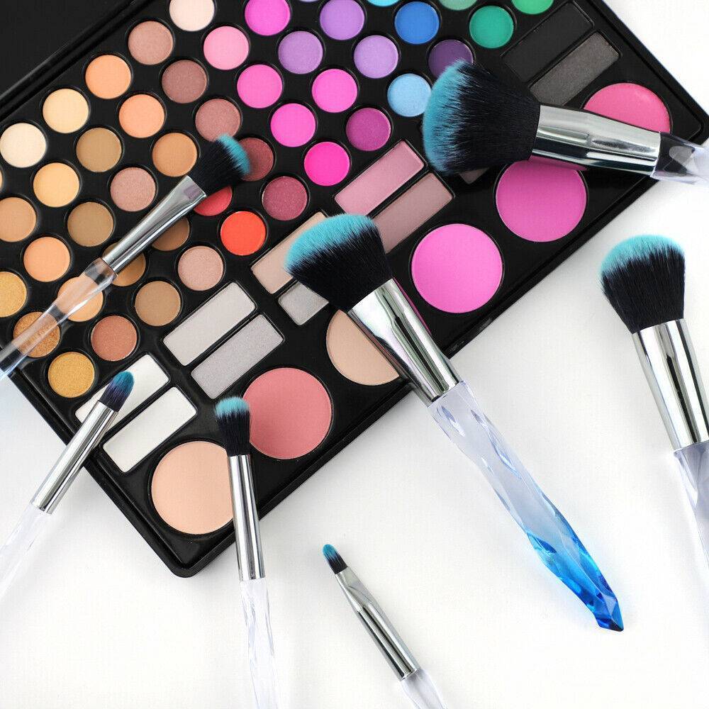 10pcs Professional Makeup Brush Crystal Blue