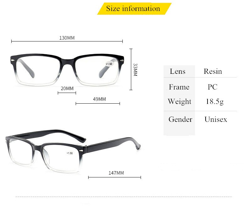 Reading Glasses Mens Womens Unisex Readers 4 PACK Square Frame New