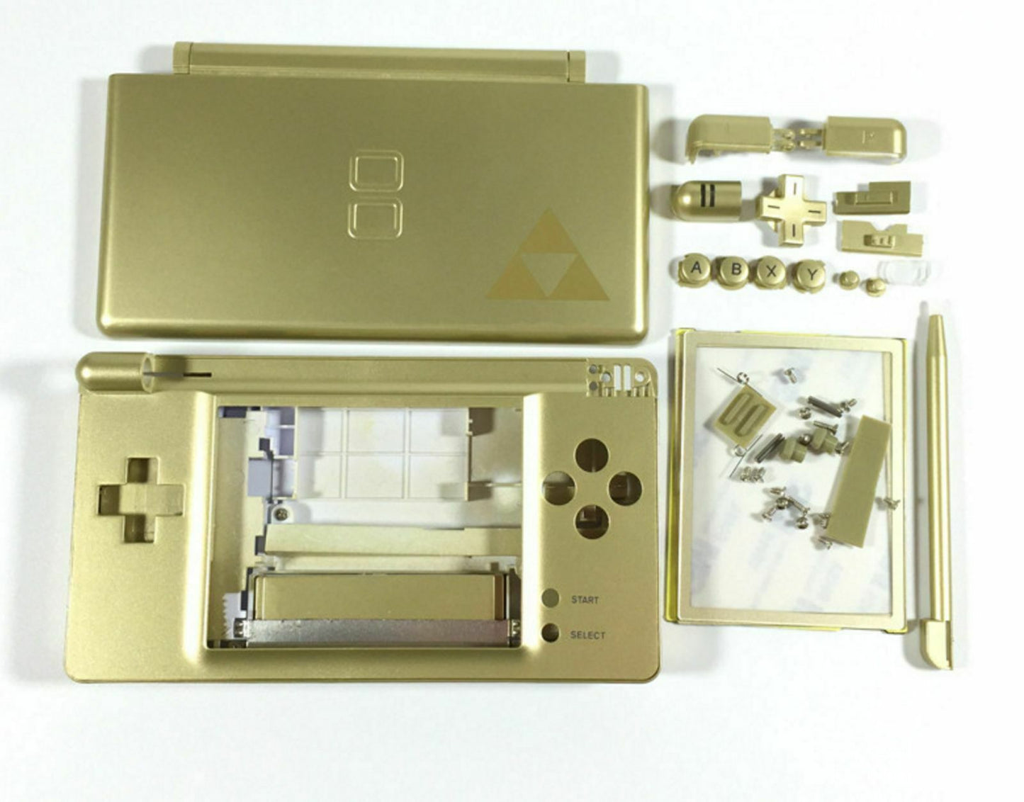 Replacement Housing for Nintendo DS Lite Glass Lens Shell Gold Zelda