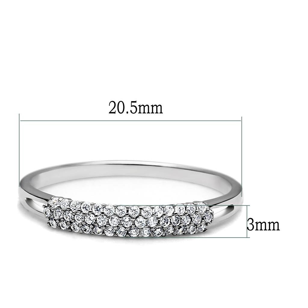 TS043 - Rhodium 925 Sterling Silver Ring with AAA Grade CZ in Clear