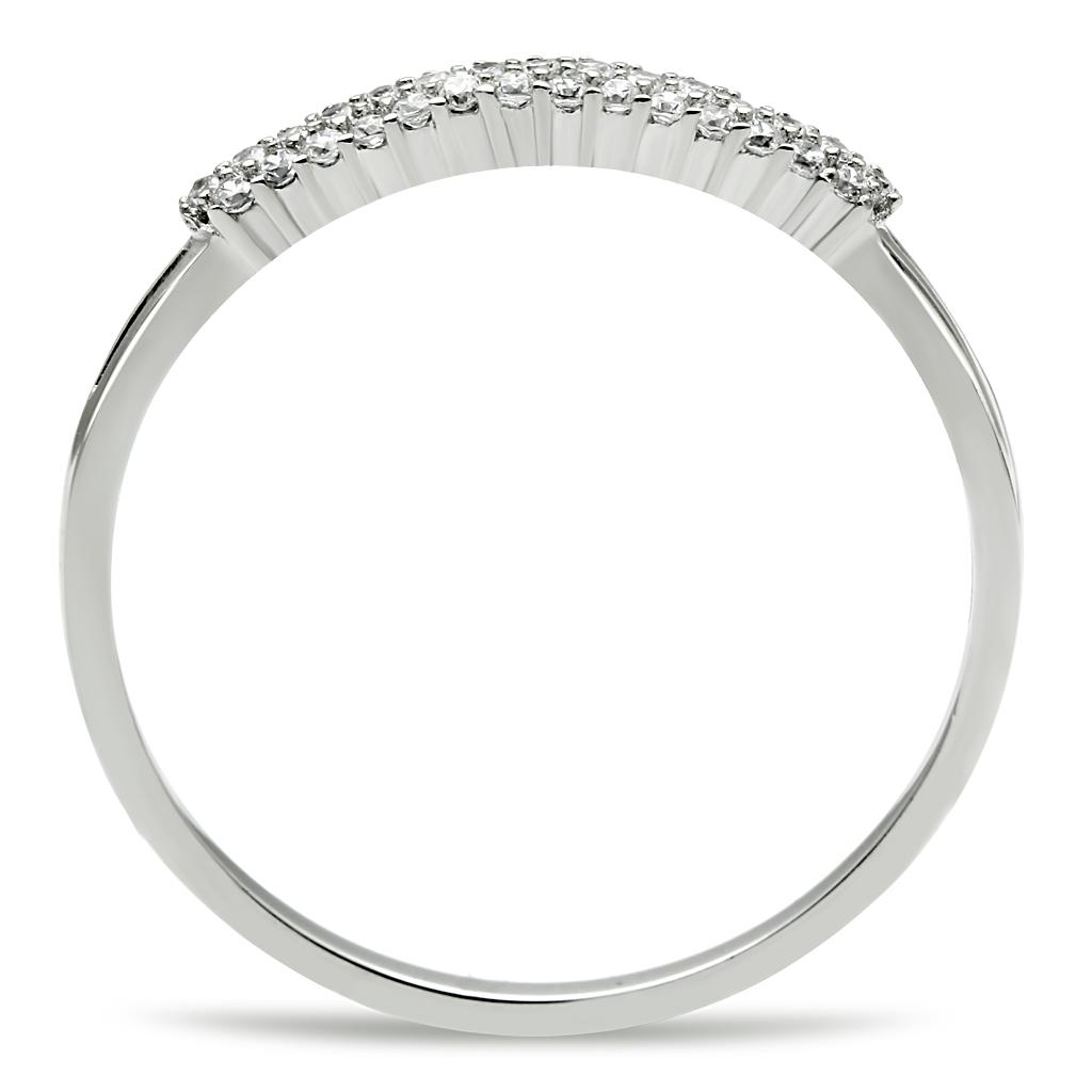 TS043 - Rhodium 925 Sterling Silver Ring with AAA Grade CZ in Clear