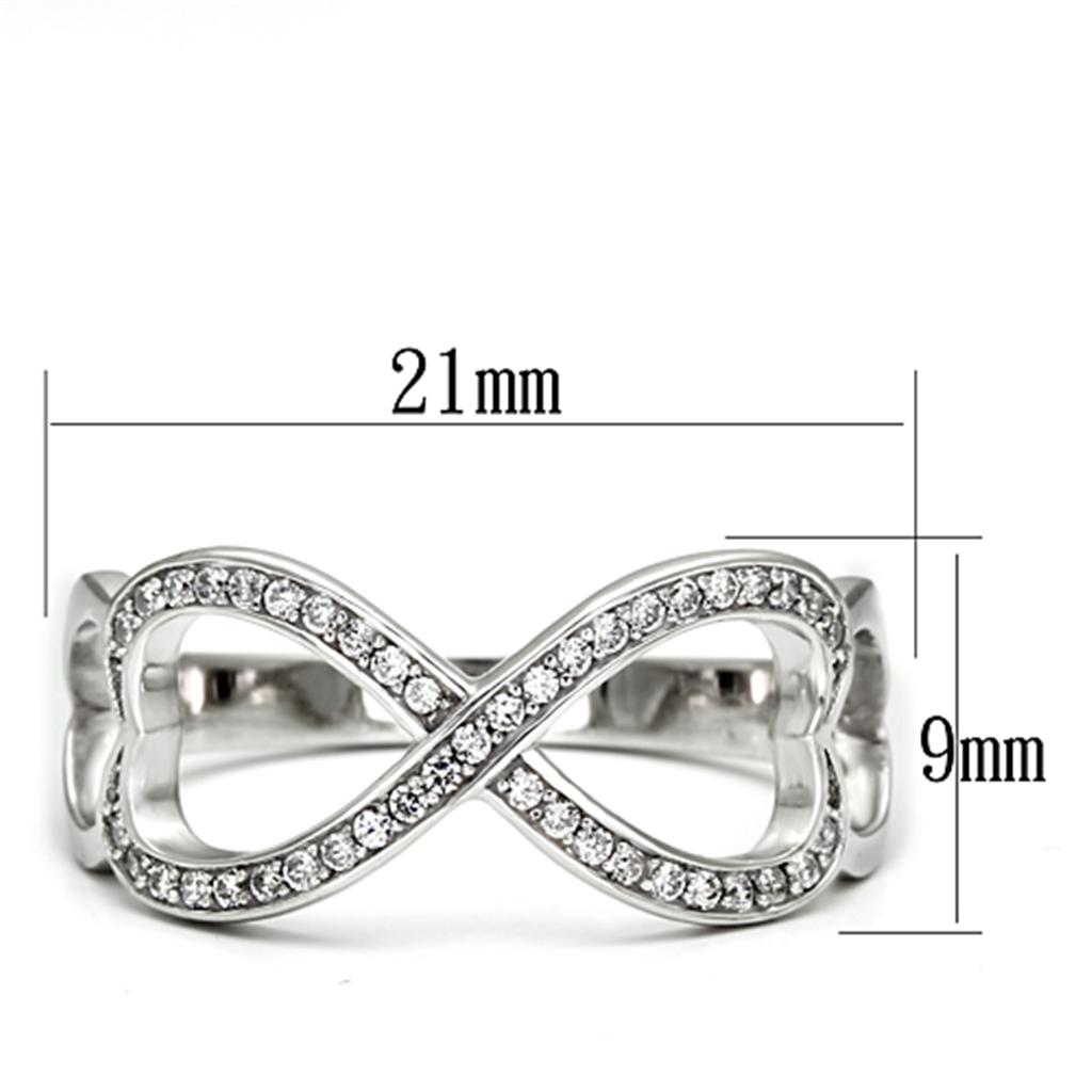 TS088 - Rhodium 925 Sterling Silver Ring with AAA Grade CZ in Clear