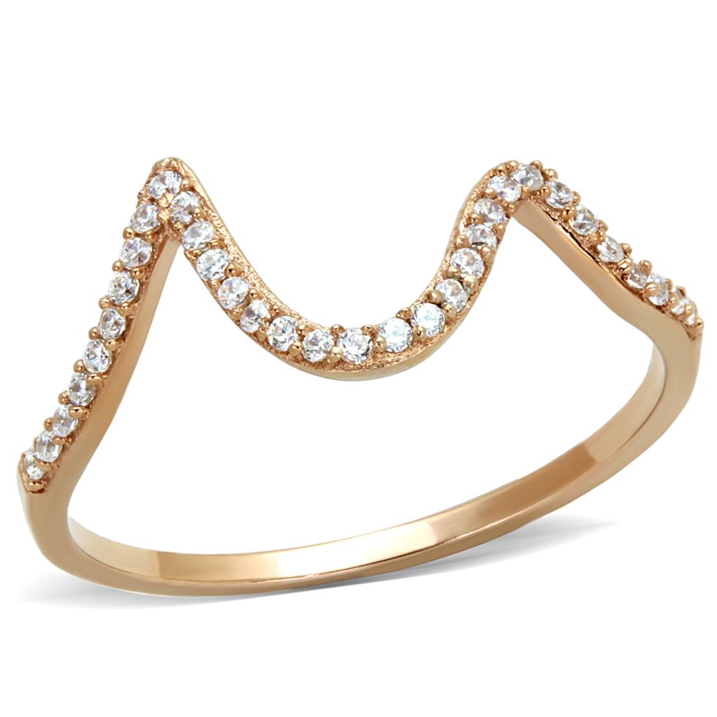 TS280 - Rose Gold 925 Sterling Silver Ring with AAA Grade CZ in Clear