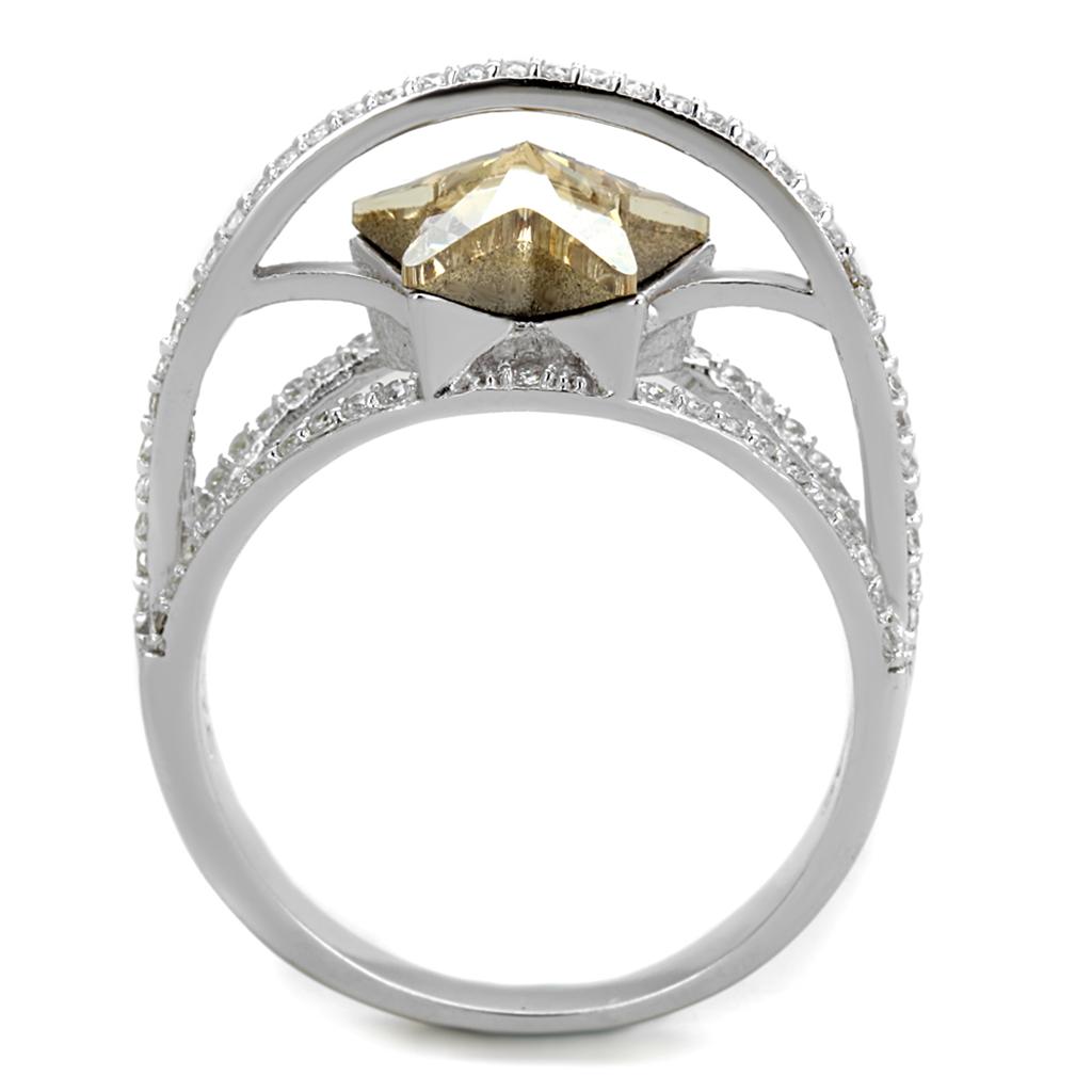 TS315 - Rhodium 925 Sterling Silver Ring with Top Grade Crystal in