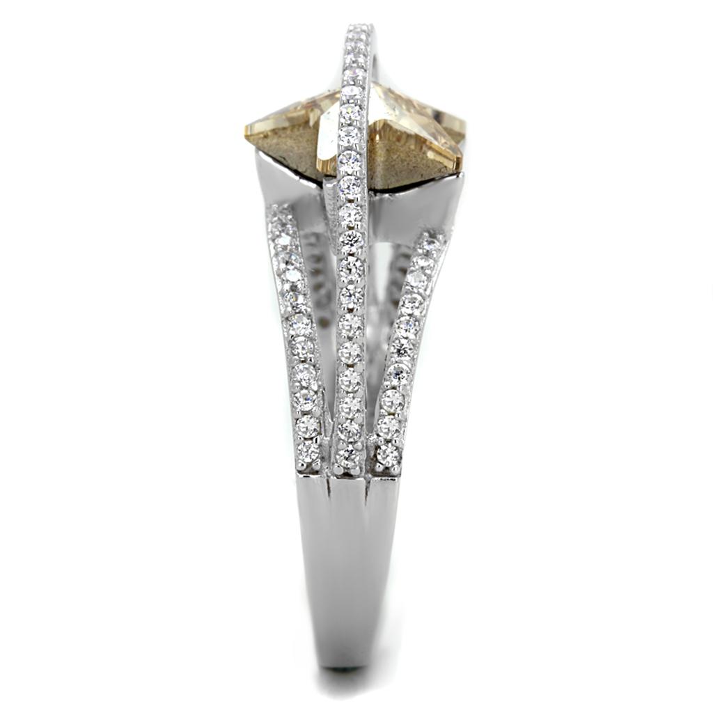 TS315 - Rhodium 925 Sterling Silver Ring with Top Grade Crystal in