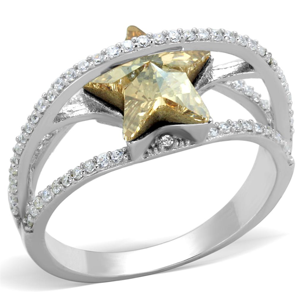 TS315 - Rhodium 925 Sterling Silver Ring with Top Grade Crystal in