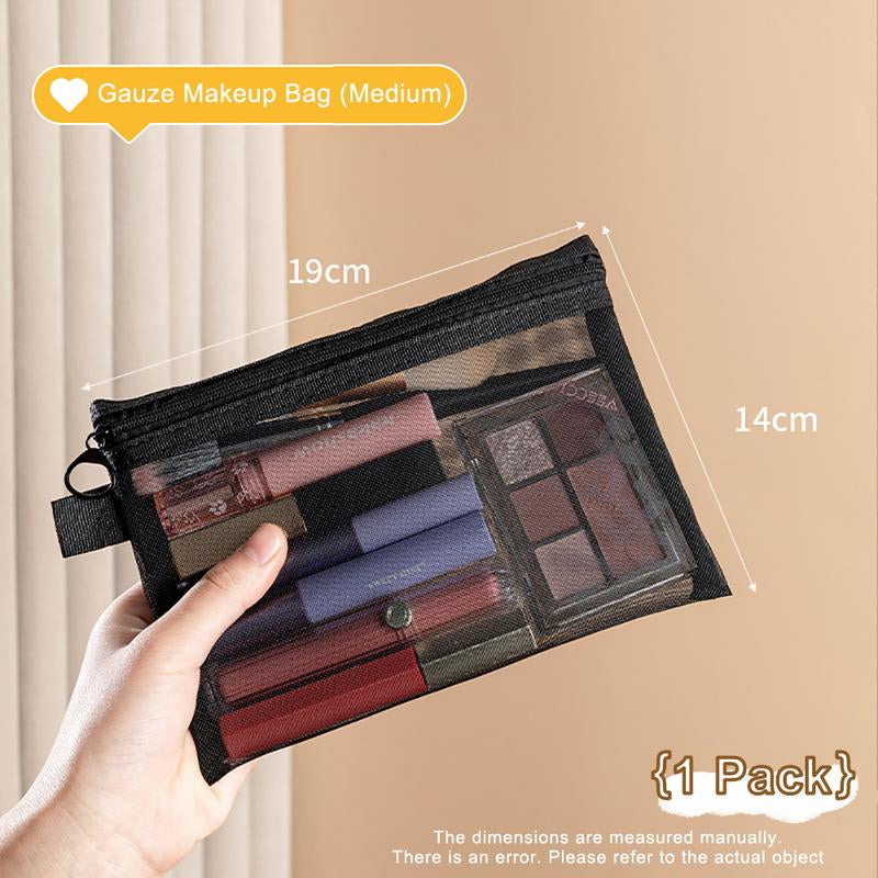 3-Piece Cosmetic Make up Bag Set with Zipper for Travel and Home Storage, and Breathable Makeup Pouch for Toiletries Accessoriestransparent Storage ,