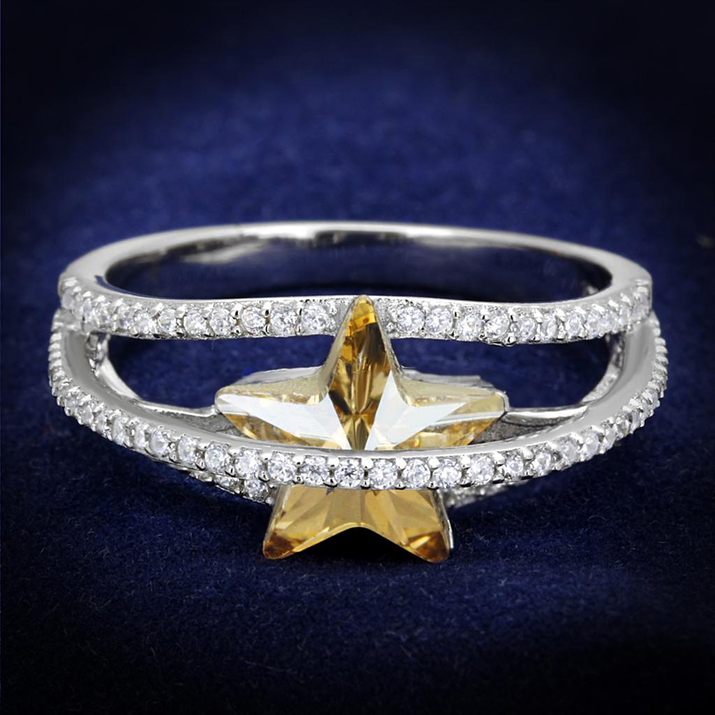 TS315 - Rhodium 925 Sterling Silver Ring with Top Grade Crystal in