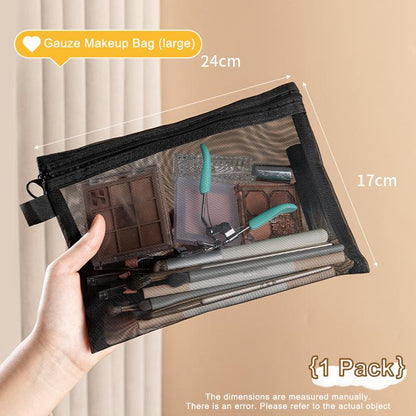 3-Piece Cosmetic Make up Bag Set with Zipper for Travel and Home Storage, and Breathable Makeup Pouch for Toiletries Accessoriestransparent Storage ,
