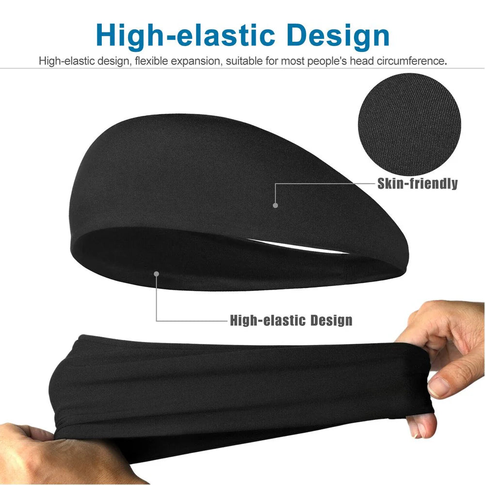 3X Mens Women Sweat Sweatband Headband Stretch Sports Head Band Yoga Gym Running
