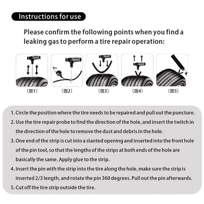 68Pc Tire Repair Kit DIY Flat Tire Repair Car Truck Motorcycle Home Plug Patch