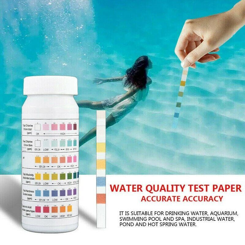 6 in 1 Chlorine Dip Test Strips Hot Tub SPA Swimming Pool PH Tester Paper Bottle