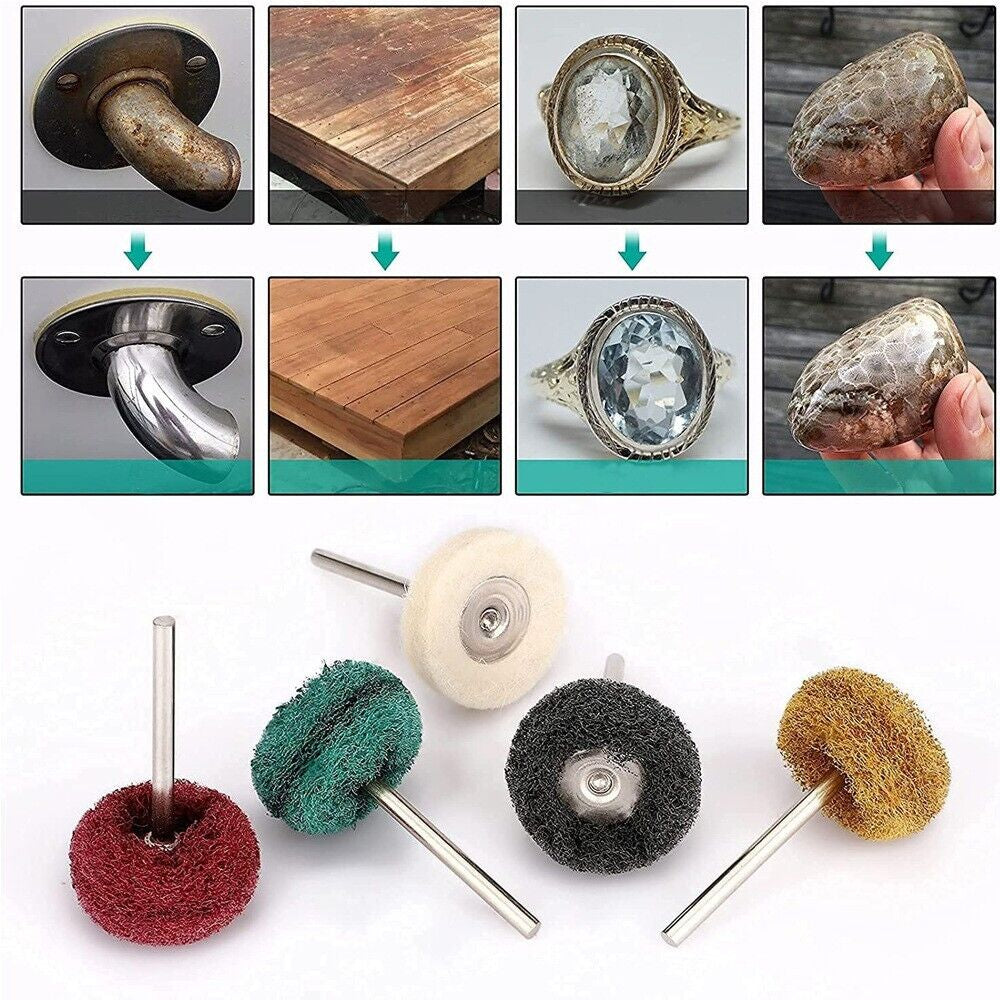 50 Metal Polishing Buffing Wheel Burr Kit Rotary Tool Accessories Set for Dremel