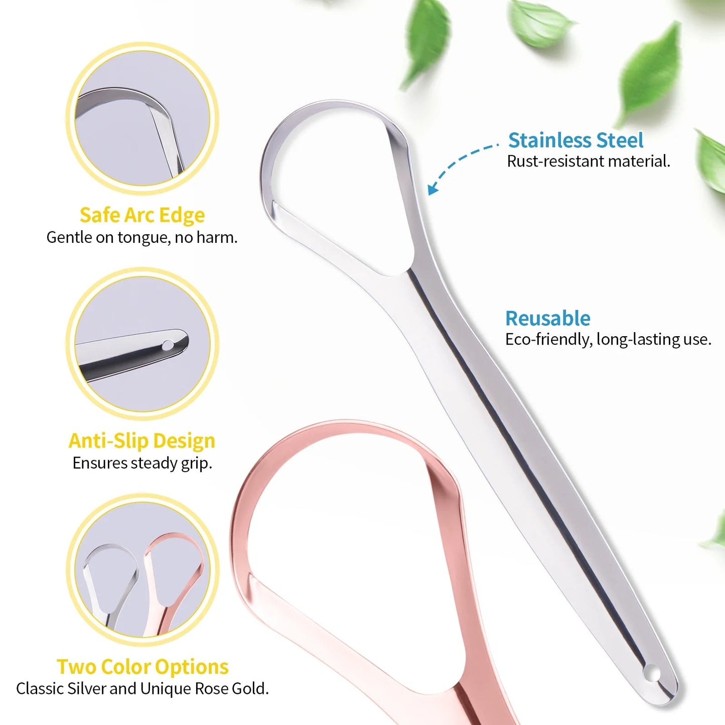 Tongue Scraper with Cases 100% Stainless Steel Tongue Cleaner for Bad