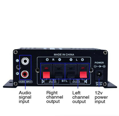 400W 12V 2 Channel Powerful Stereo Audio Power Amplifier Hifi Bass Amp Car Home