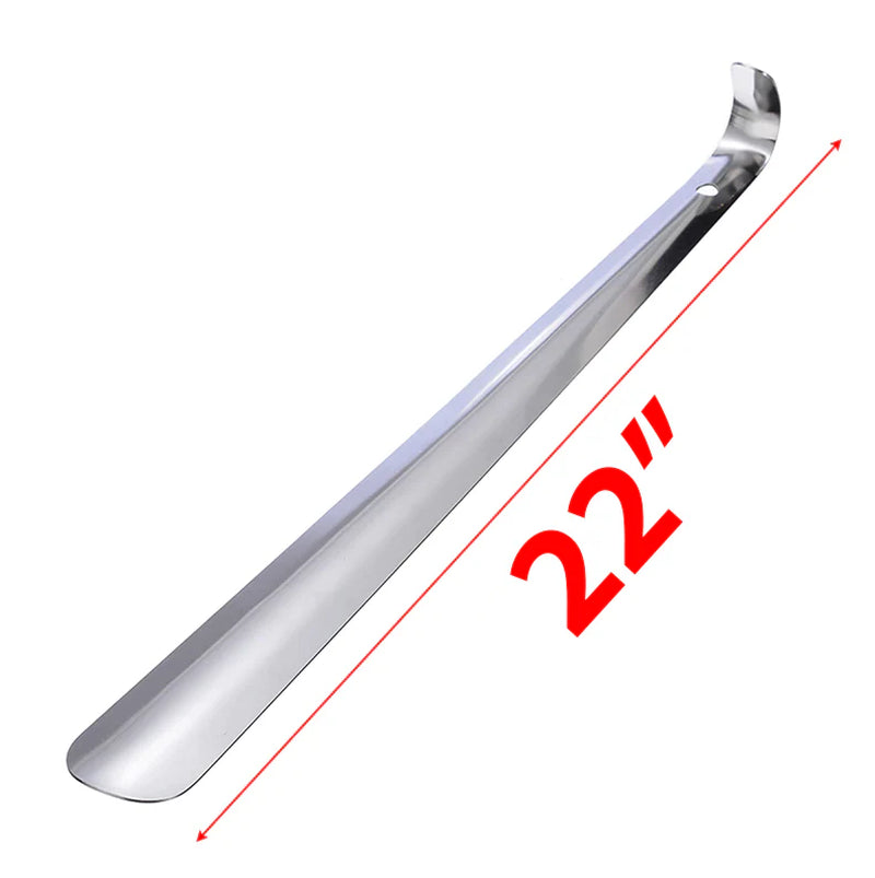 22In Extra Long Handle Shoe Horn Stainless Steel Metal Shoes Remover Shoehorn US