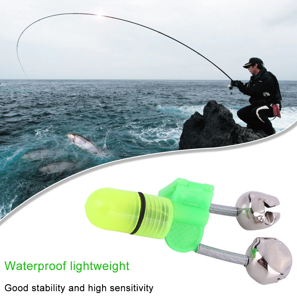 10/40 PC LED Night Fishing Bite Bait Alarm 2 Bells Light Rod Tip Clip