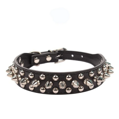 Spiked Studded Leather Dog Collar Rivets Pet Small Large Cat Pit Bull