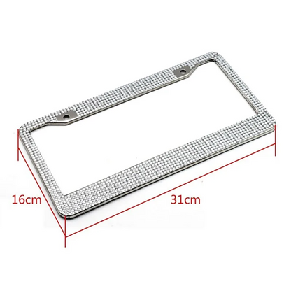 2PCS Bling License Plate Frame Glitter Crystal Sparkling Rhinestone