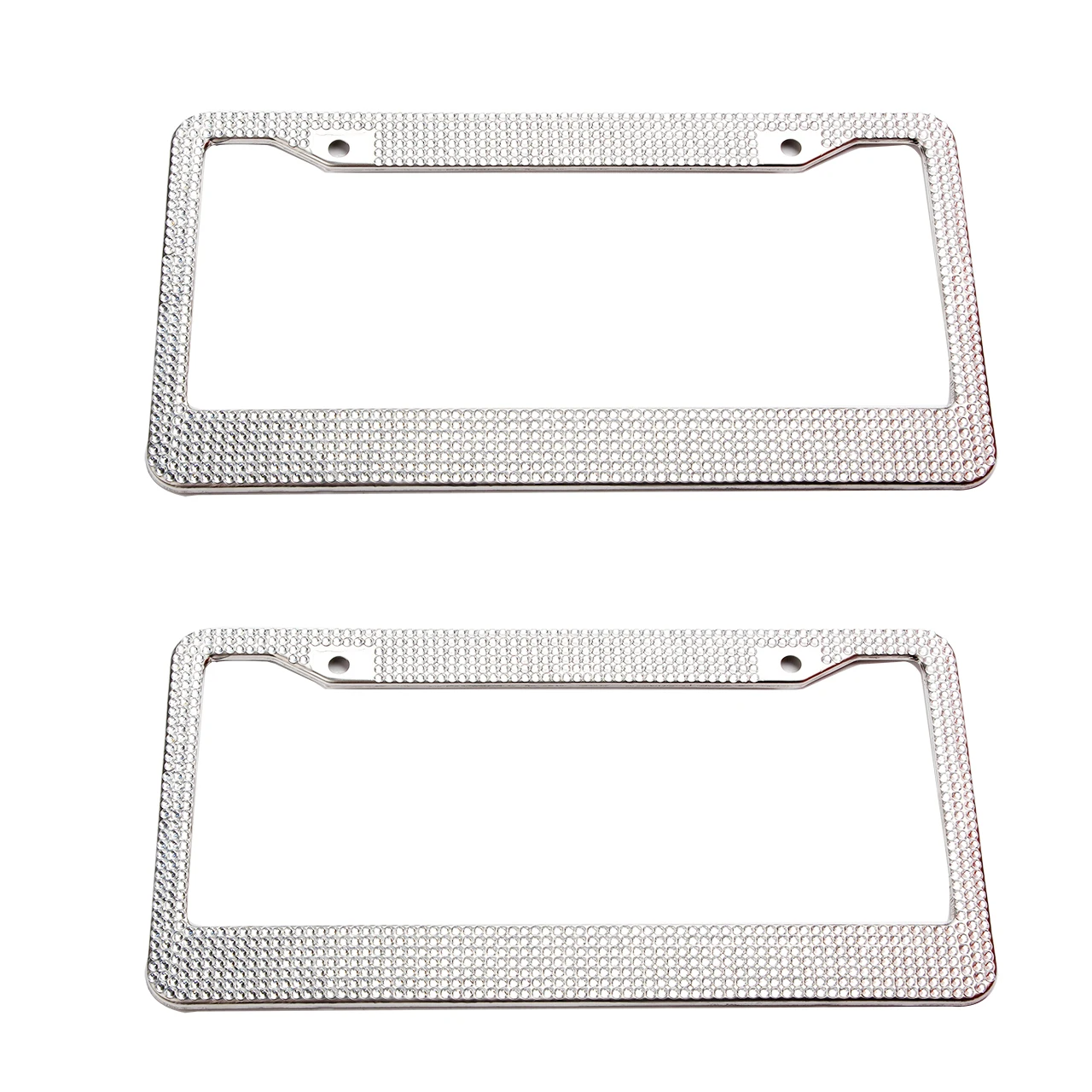 2PCS Bling License Plate Frame Glitter Crystal Sparkling Rhinestone