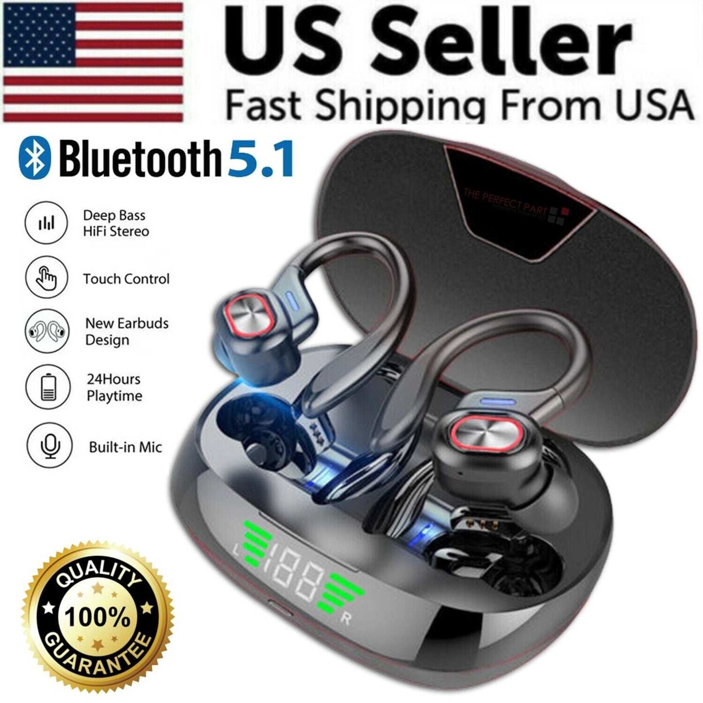 Bluetooth Headset 5.1 True Wireless Earphones Earbuds Headphones HiFi