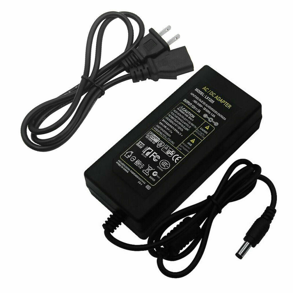 12V 5A 5 AMP 60W DC Power Supply Adapter Transformer LED Strip CCTV PC