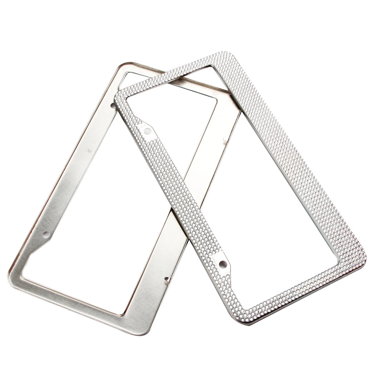 2PCS Bling License Plate Frame Glitter Crystal Sparkling Rhinestone