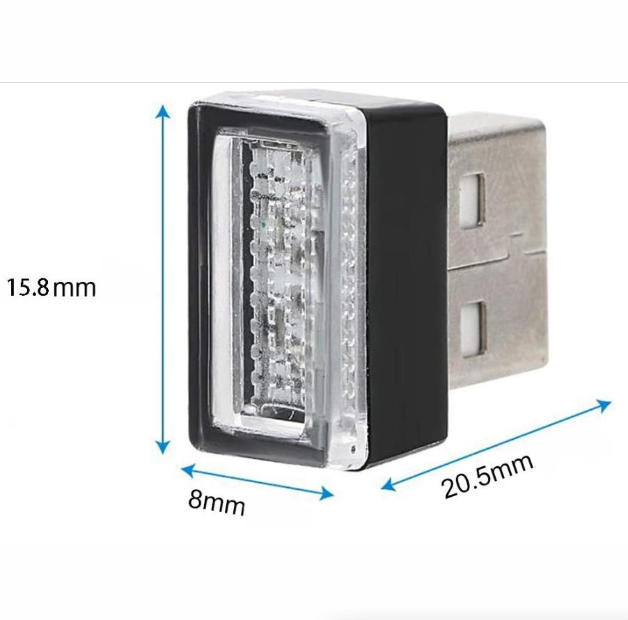 3x Mini Blue LED USB Car Interior Light Neon Atmosphere Ambient Lamp