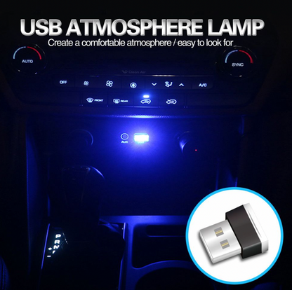 3x Mini Blue LED USB Car Interior Light Neon Atmosphere Ambient Lamp