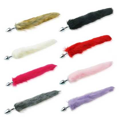 False Fox Tail With Metal Anal-Butt Plug Buttplug Cosplay Game Toy