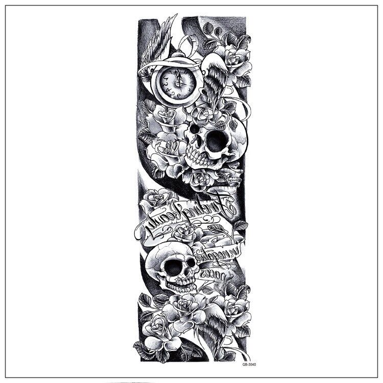 5Pcs Large Temporary Body Art Arm Tattoo Sticker Sleeve Man Women