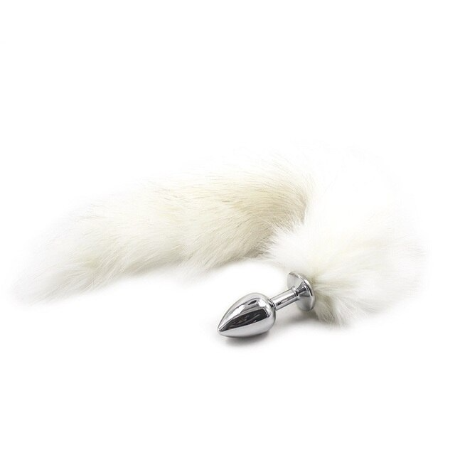 False Fox Tail With Metal Anal-Butt Plug Buttplug Cosplay Game Toy