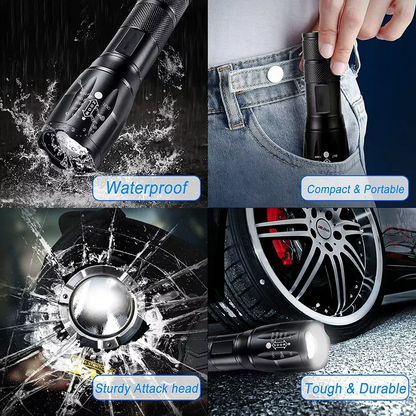 Super-Bright 90000LM LED Tactical Flashlight 5 Modes Zoomable Torch