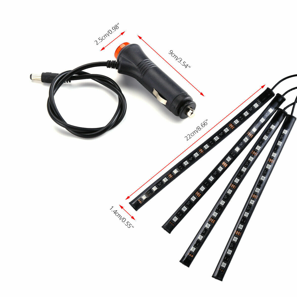 4X 48LED RGB Car Interior Atmosphere Light Strip Bar Bluetooth APP