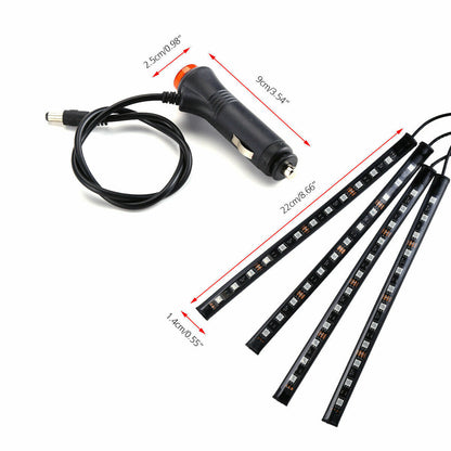 4X 48LED RGB Car Interior Atmosphere Light Strip Bar Bluetooth APP
