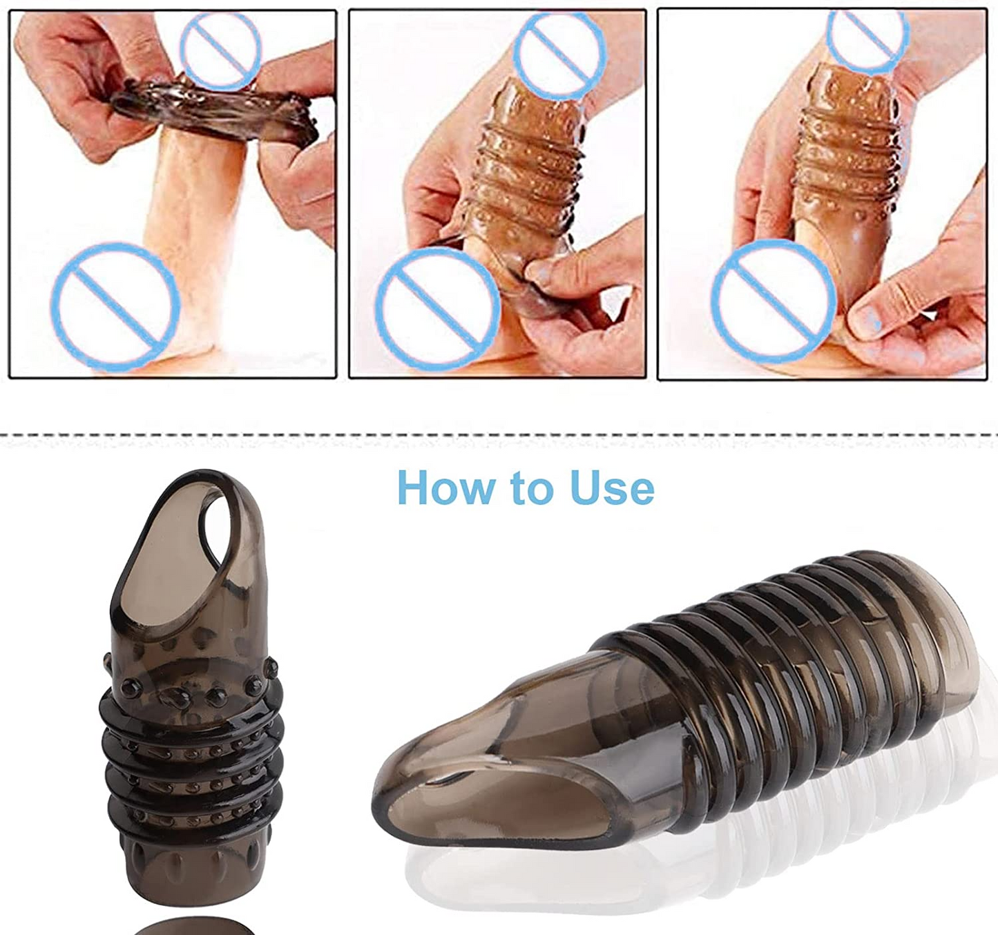 2PCS Reusable Cock Ring Glans Penis Enlarger Delayed Ejaculation