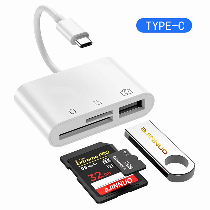 USB C 3 in 1 Hub Converter Type-C Adapter SD Card Reader For MacBook