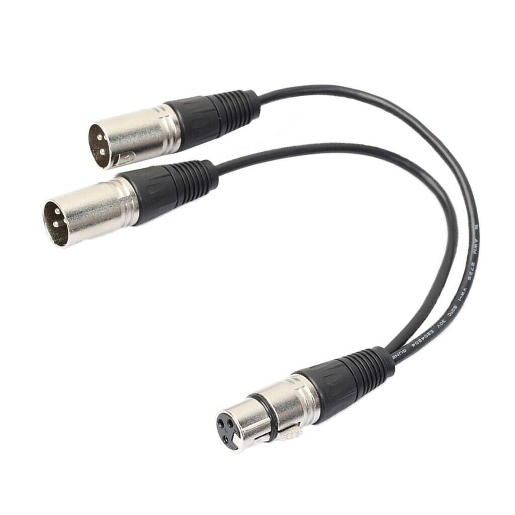 3Pin XLR Female Jack To Dual 2 Male Plug Y Splitter Cable Adapter