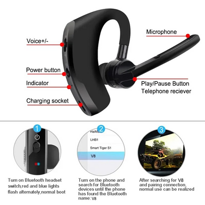 Bluetooth Earpiece Wireless Headset Noise Cancelling Headphones Driver