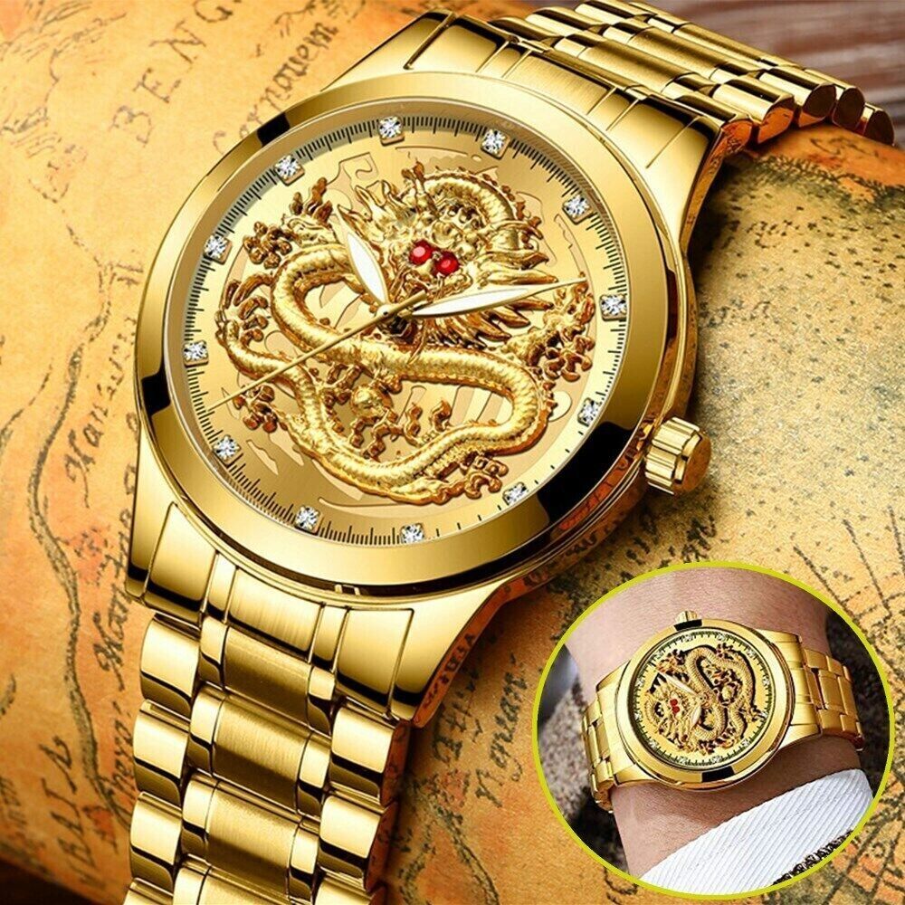 Business Gift Waterproof Gold Men's Diamond Quartz Watch Classic