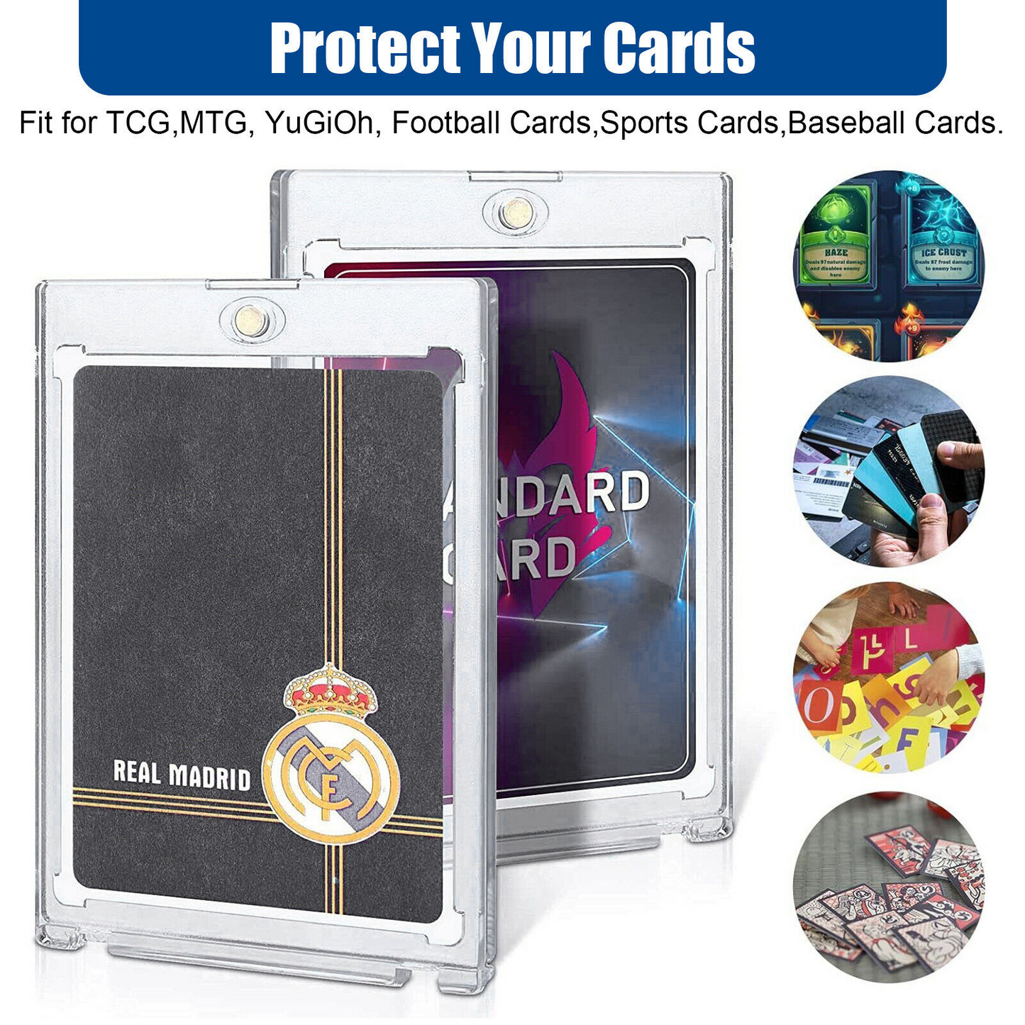 30 Pack Magnetic Trading Sports Card Holders 35pt One-Touch Hard UV