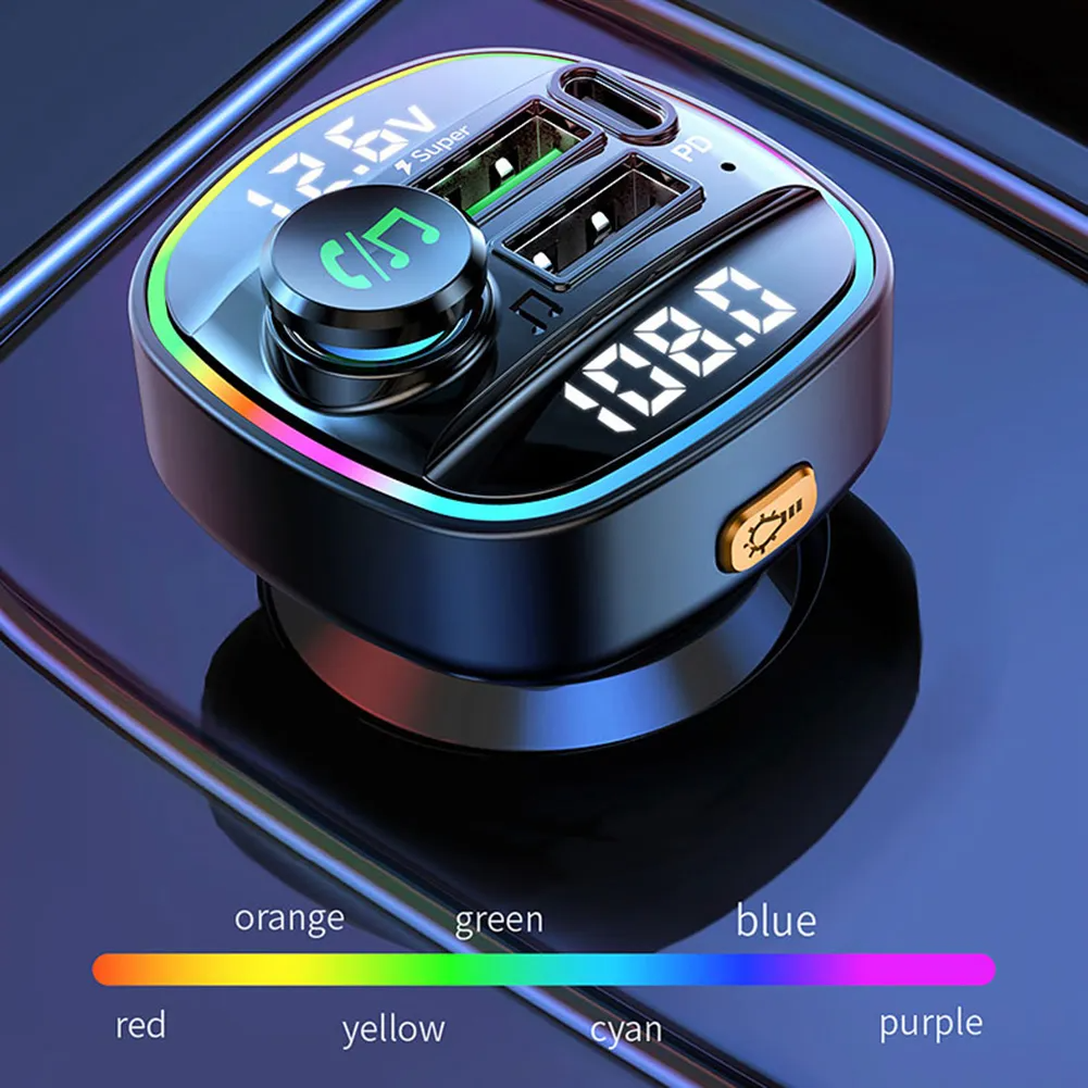 Bluetooth 5.0 Car Wireless FM Transmitter Adapter USB PD Charger AUX