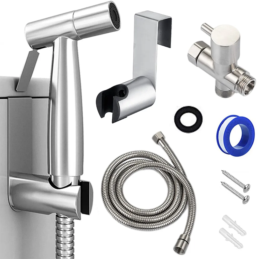 Toilet Shattaf Adapter Hose Bidet Spray Stainless Steel Handheld
