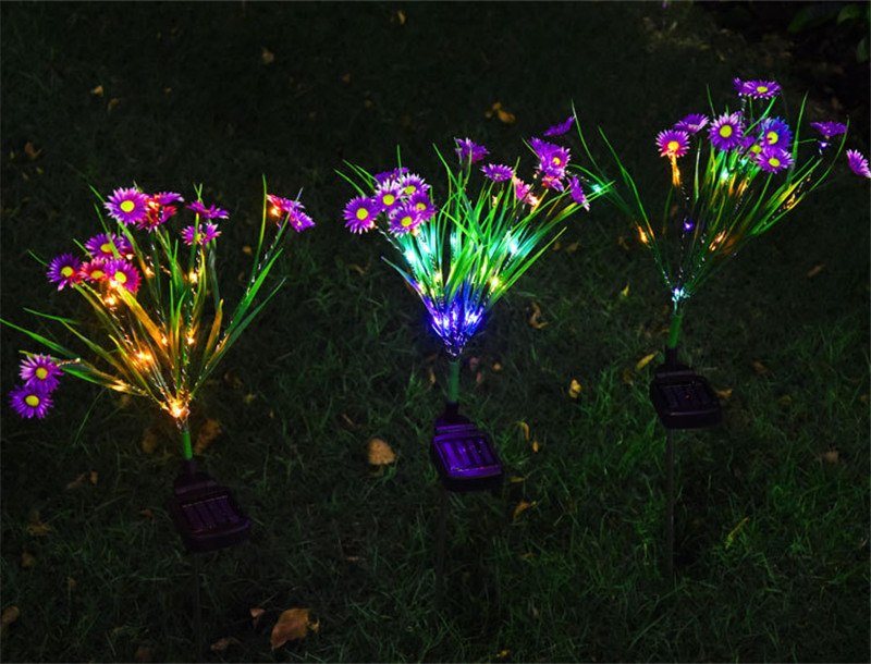 Solar Garden Lights LED Flower Stake Lamp Outdoor Yard Waterproof