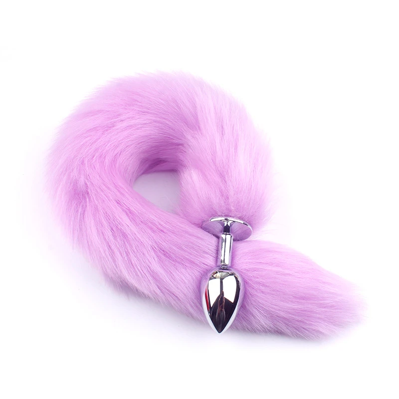 False Fox Tail With Metal Anal-Butt Plug Buttplug Cosplay Game Toy