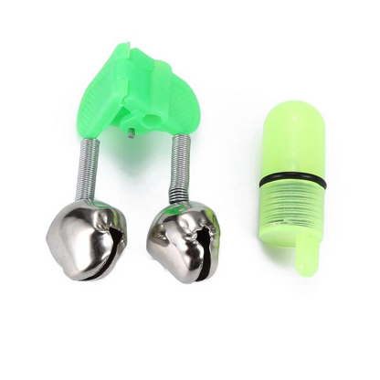 10/40 PC LED Night Fishing Bite Bait Alarm 2 Bells Light Rod Tip Clip