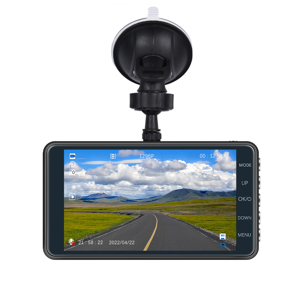 Touch Screen Dash Cam 4" 1080P Dual Lens Car DVR Recorder Front And