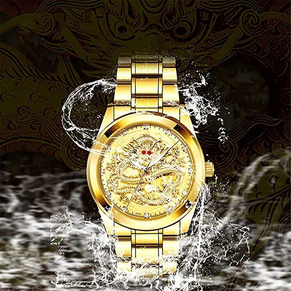 Business Gift Waterproof Gold Men's Diamond Quartz Watch Classic